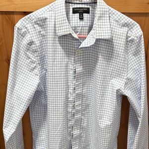 Banana Republic Men's Light Blue Plaid Dress Shirt